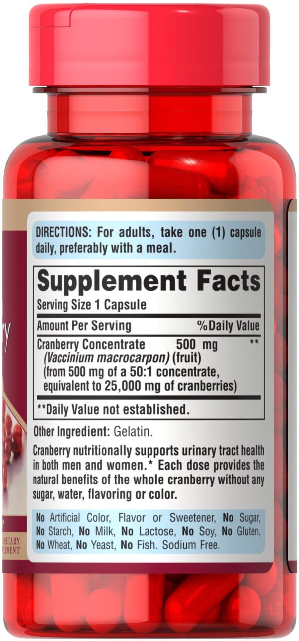 Cranberry Extract (Arándano) 25000 mg (Equivalente a 500mg) x 60 Capsulas Puritan - Image 2