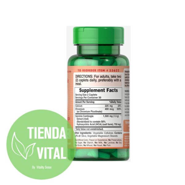 Puritans Pride Garcinia Cambogia 1500 Mg tabletas recubiertas. - Image 2