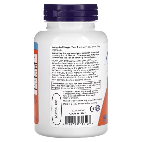 DHA-500 Fish Oil (Aceite Pescado) x 90 Softgels Now - Image 4