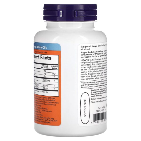 DHA-500 Fish Oil (Aceite Pescado) x 90 Softgels Now - Image 3