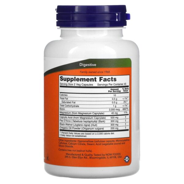 Candida Support (oregano, caprilico) x 90 Capsulas Vegetales Now - Image 2