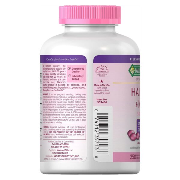 HAIR SKIN & NAILS (Multivitaminico) 250 Softgels Nature's Bounty - Image 4