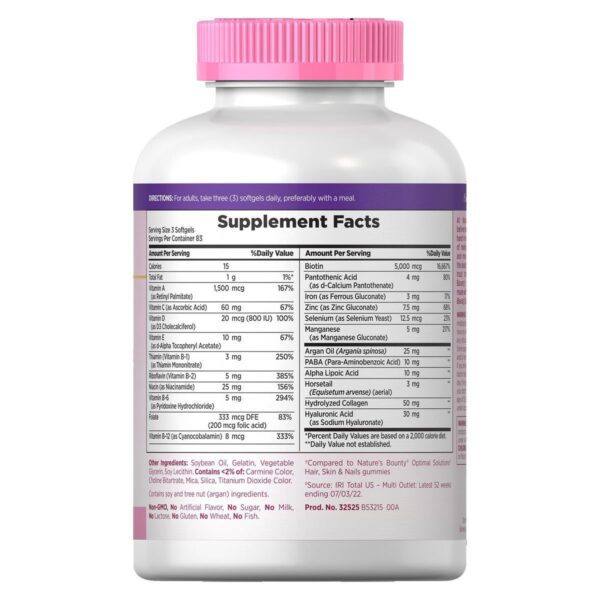 HAIR SKIN & NAILS (Multivitaminico) 250 Softgels Nature's Bounty - Image 2