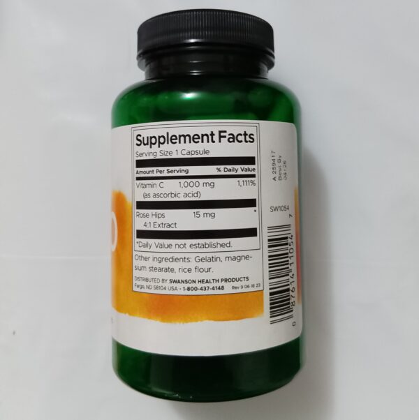 Vitamina C-1000 mg Rose Hips x 90 Capsulas Swanson - Image 2